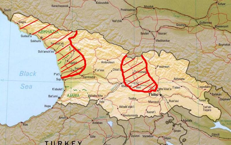 Границы Грузии на карте. Граница РФ С Грузией на карте.
